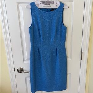 Ann Taylor Blue Textured Midi Dress